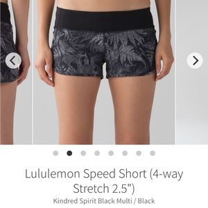 Lululemon Speed Shorts LR Size 6/2.5” inseam/Kindred Spirit Black Multi Print